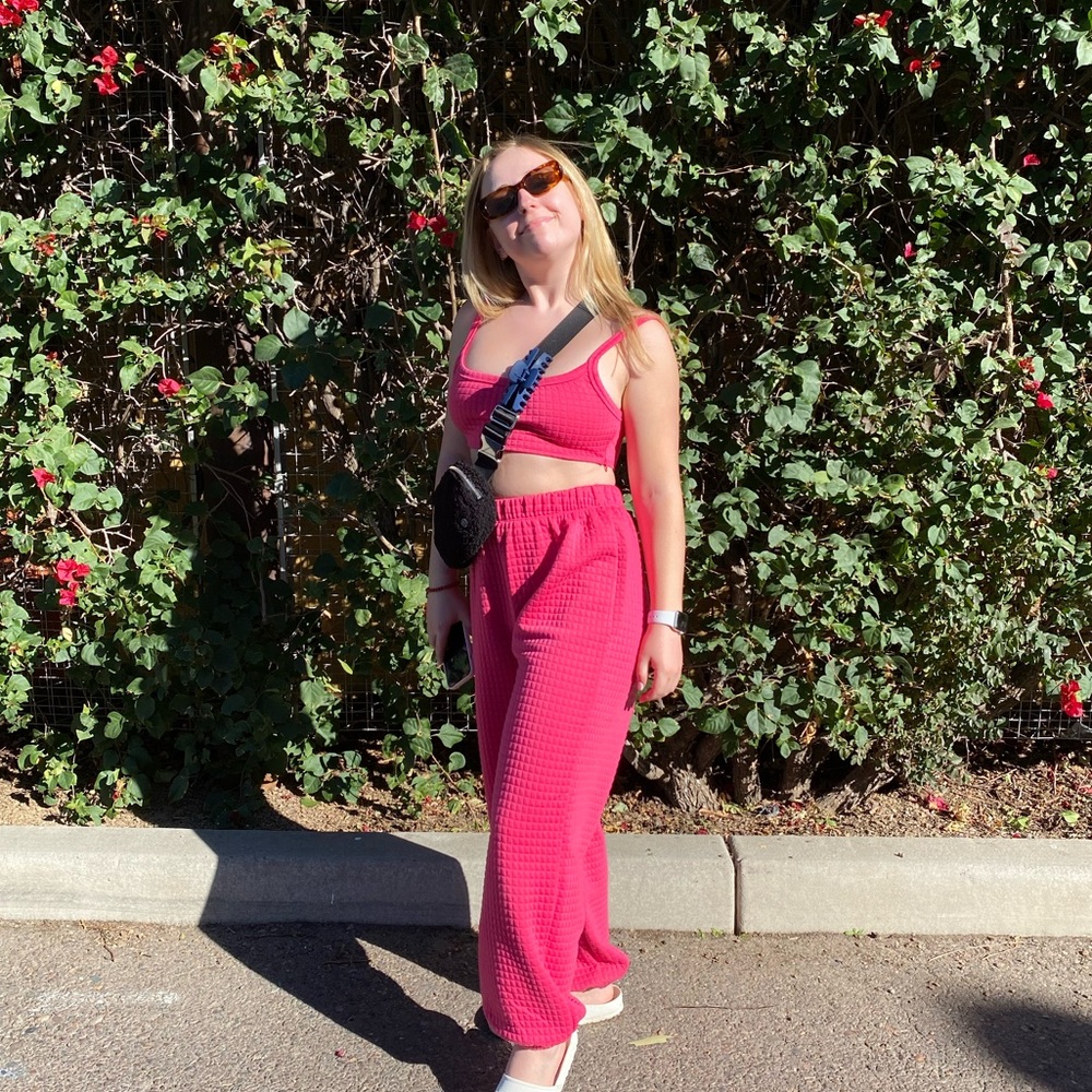 Neon pink joggers